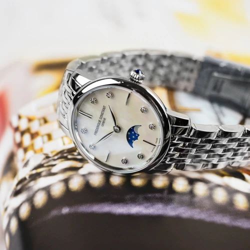 Жіночий годинник FREDERIQUE CONSTANT SLIMLINE LADIES MOONPHASE FC-206MPWD1S6B купити за ціною 70880 грн на сайті - THEWATCH