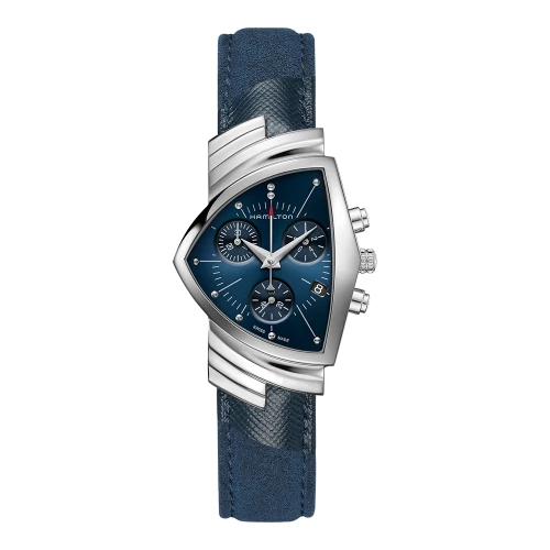 Чоловічий годинник HAMILTON VENTURA CHRONO QUARTZ "BLUE SUEDE SHOES" H24432941 купити за ціною 59300 грн на сайті - THEWATCH